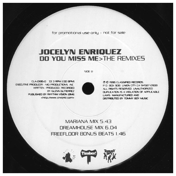 JOCELYN ENRIQUEZ - DO YOU MISS ME (PROMO) | 12" MAXI SINGLE USADO