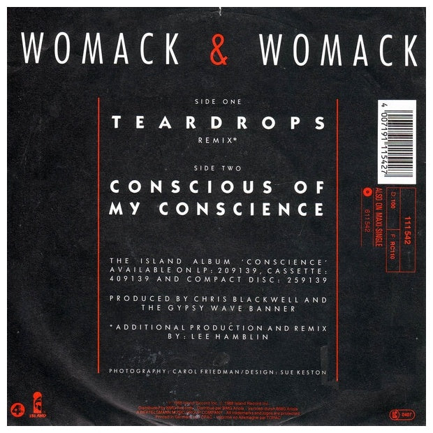 WOMACK & WOMACK - TEARSDROPS | 7'' SINGLE VINILO USADO