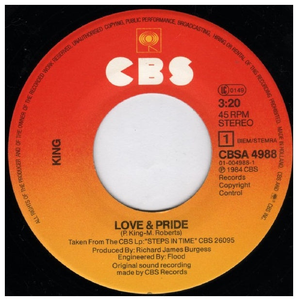 KING - LOVE & PRIDE | 7'' SINGLE VINILO USADO