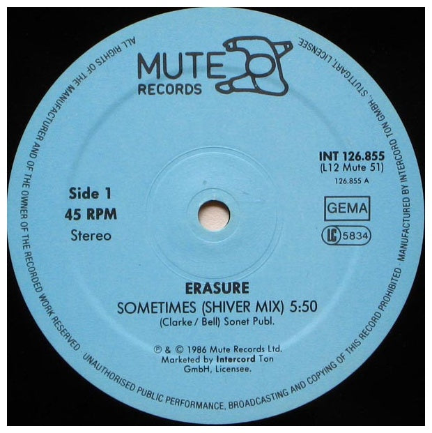 ERASURE - SOMETIMES(SHIVER MIX) | 12" MAXI SINGLE USADO