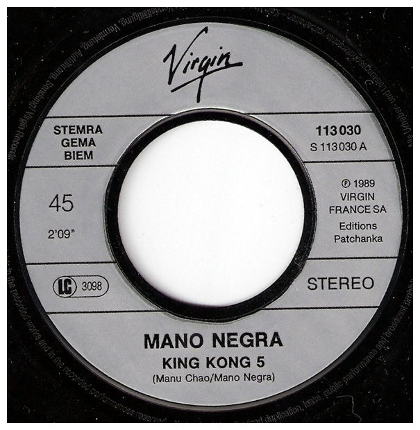 MANO NEGRA - KING KONG FIVE | 7'' SINGLE VINILO USADO
