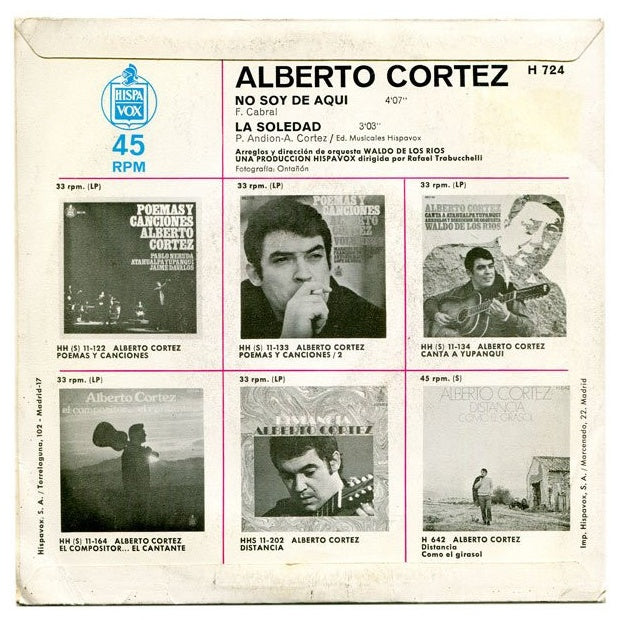 ALBERTO CORTEZ - NO SOY DE AQUÍ | 7" SINGLE VINILO USADO