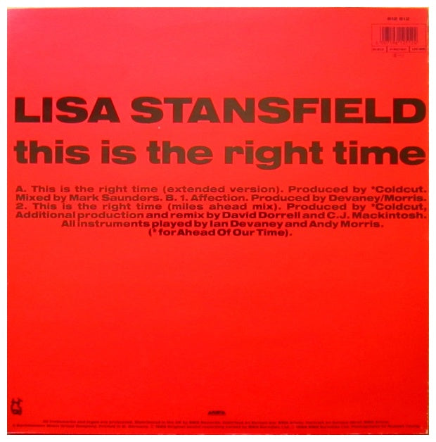 LISA STANSFIELD - THIS IS THE RIGHT TIME | 12" MAXI SINGLE USADO