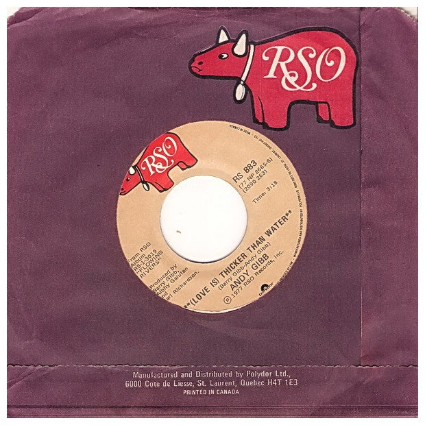 ANDY GIBB - (LOVE IS) THICKER THAN WATER | 7" SINGLE VINILO USADO