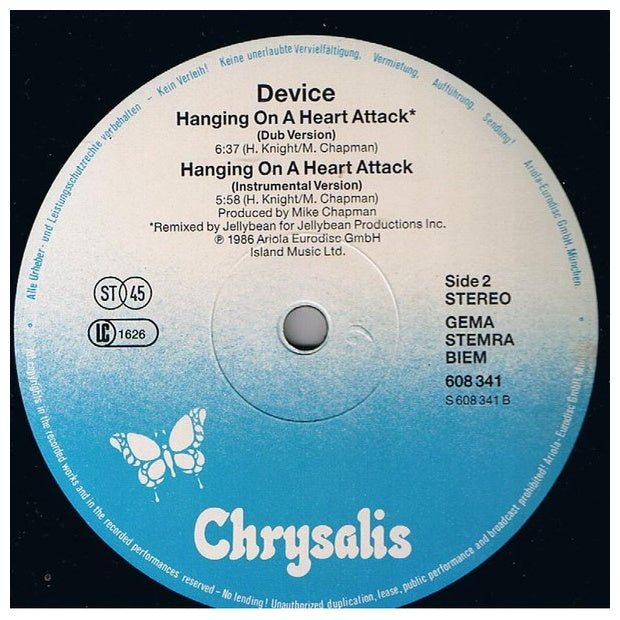 DEVICE - HANGING IN A HEART ATTACK | 12" MAXI SINGLE USADO