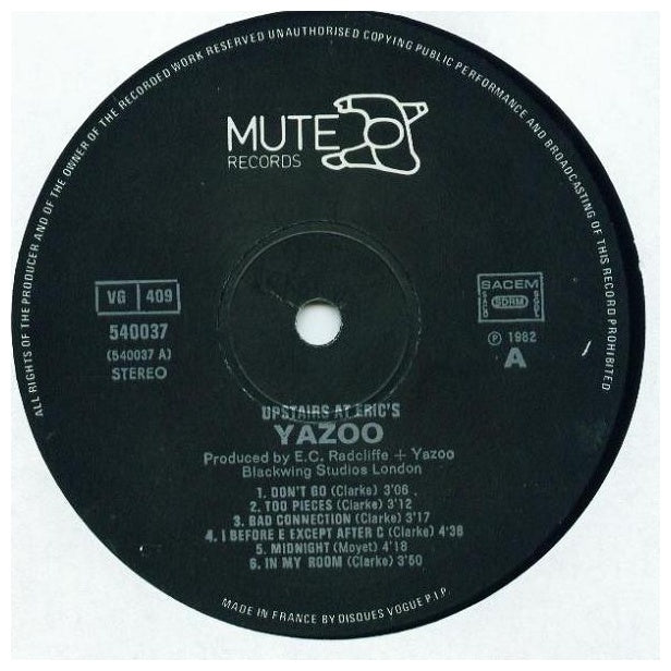 YAZOO - UPSTAIRS AT ERIC'S | VINILO USADO