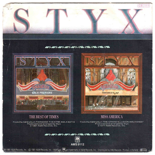 STYX - THE BEST OF TIMES | 7'' SINGLE VINILO USADO