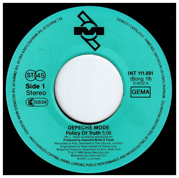 DEPECHE MODE - POLICY OF TRUTH | 7'' SINGLE VINILO USADO