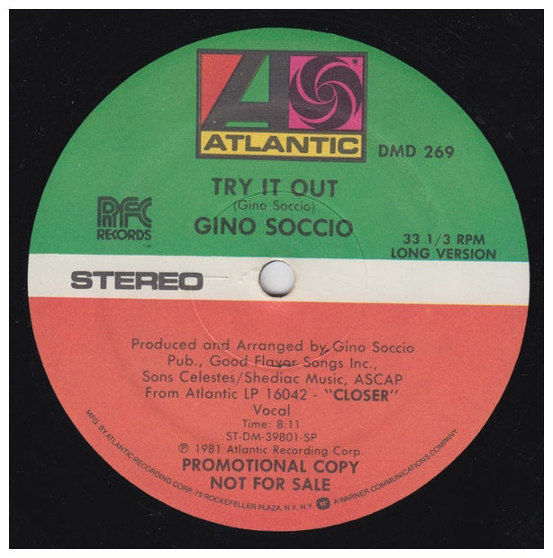 GINO SOCCIO - TRY IT OUT (PROMO) | 12" MAXI SINGLE USADO