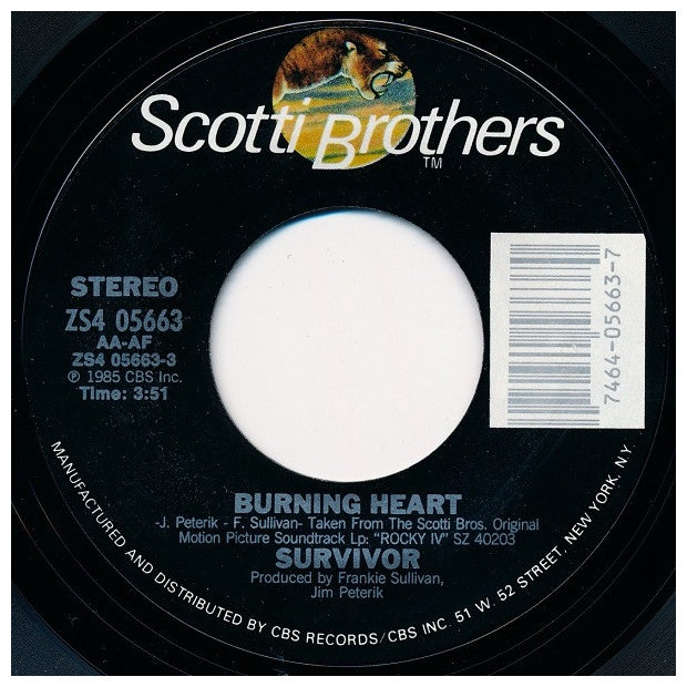 SURVIVOR - BURNING HEART | 7" SINGLE USADO