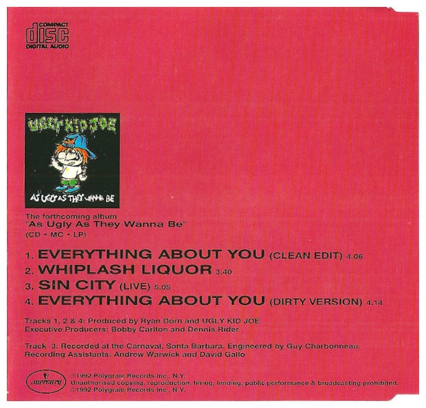 UGLY KID JOE - EVERYTHING ABOUT YOU | CD SINGLE USADO