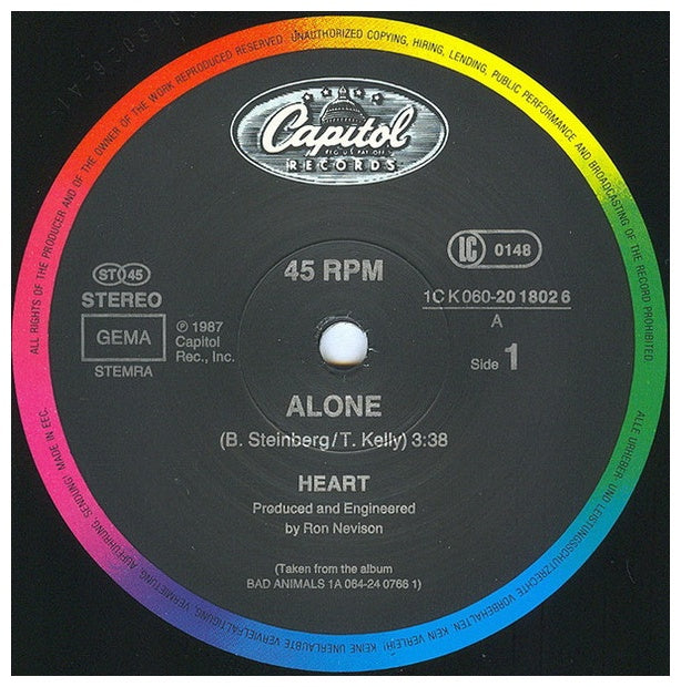 HEART - ALONE | 12'' MAXI SINGLE USADO
