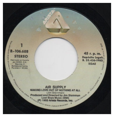 AIR SUPPLY - MAKING LOVE OUT OF NOTHING AT ALL | 7" SINGLE VINILO USADO