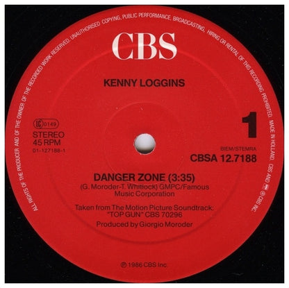 KENNY LOGGINS - DANGER ZONE | 12" MAXI SINGLE USADO