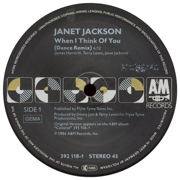 JANET JACKSON - WHEN I THINK OF YOU | 12" MAXI SINGLE USADO