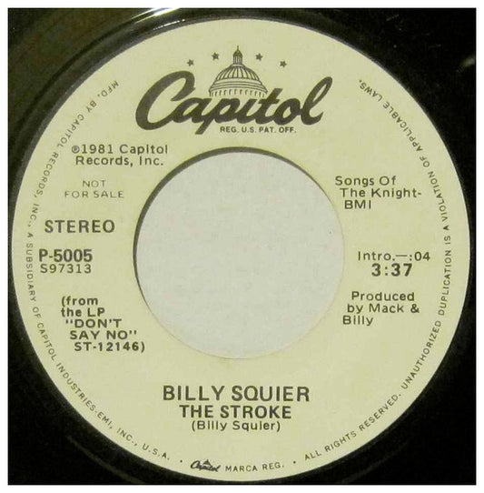 BILLY SQUIER - THE STROKE | 7" SINGLE VINILO USADO