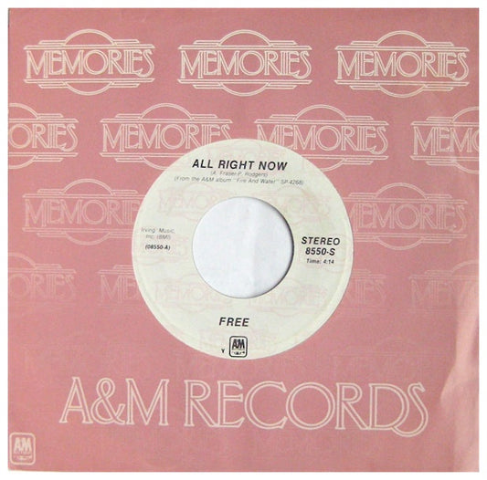 FREE - ALL RIGHT NOW | 7" SINGLE VINILO USADO