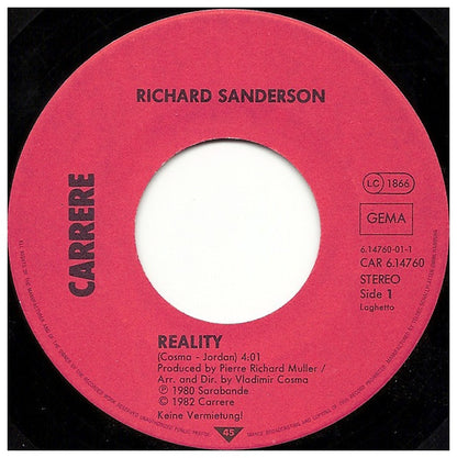 RICHARD SANDERSON - REALITY | 7" SINGLE VINILO USADO