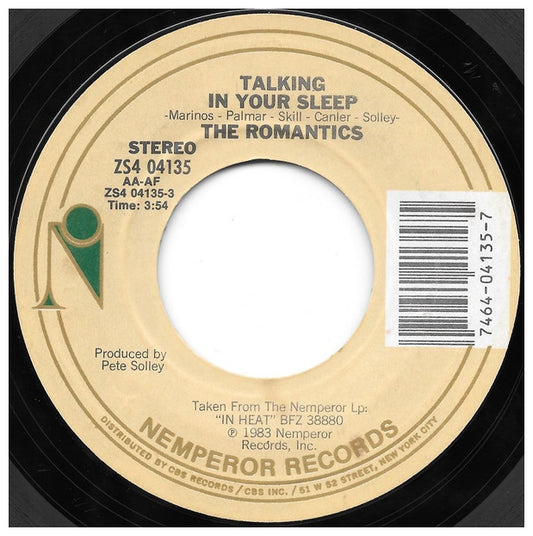 ROMANTICS - TALKING IN YOUR SLEEP | 7" SINGLE VINILO USADO