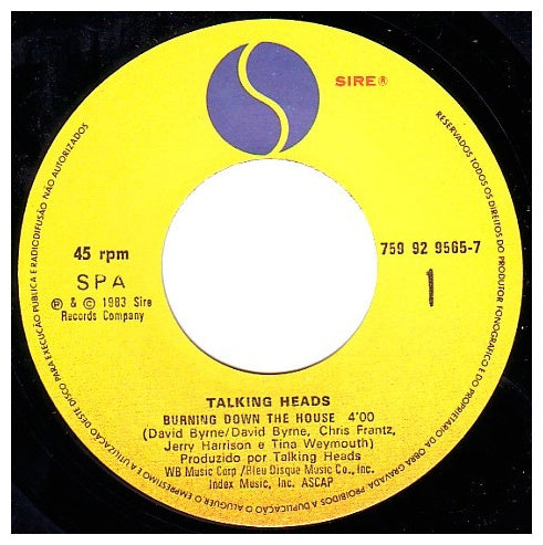 TALKING HEADS - BURNING DOWN THE HOUSE | 7" SINGLE VINILO USADO