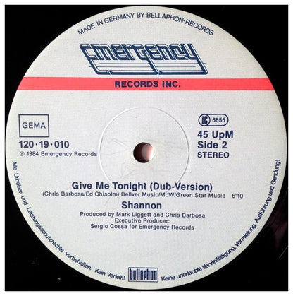SHANNON - GIVE ME TONIGHT | 12" MAXI SINGLE VINILO USADO