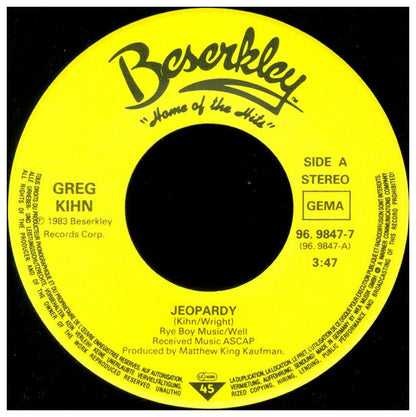 GREG KIHN BAND - JEOPARDY | 7" SINGLE USADO