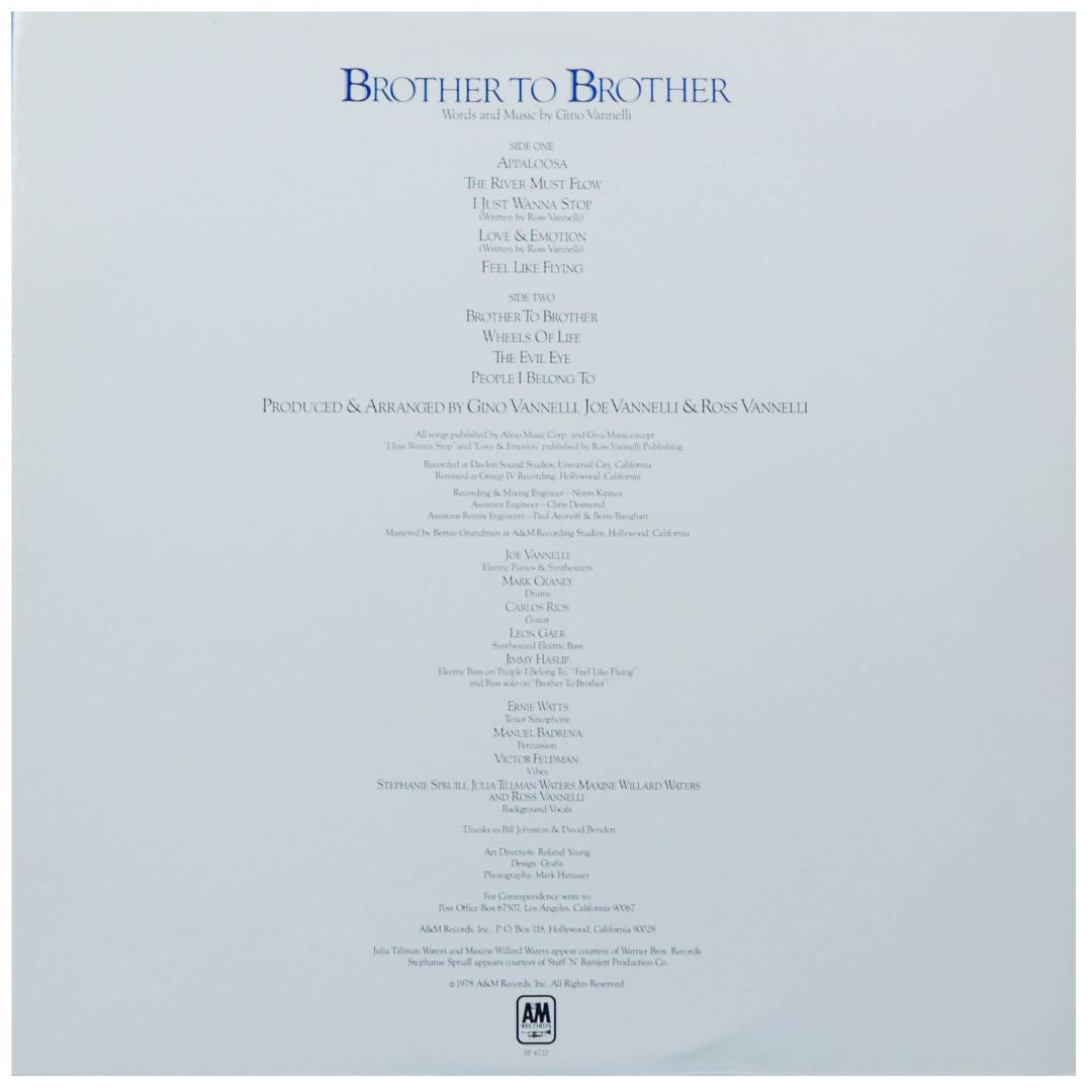 GINO VANNELLI - BROTHER TO BROTHER | VINILO USADO