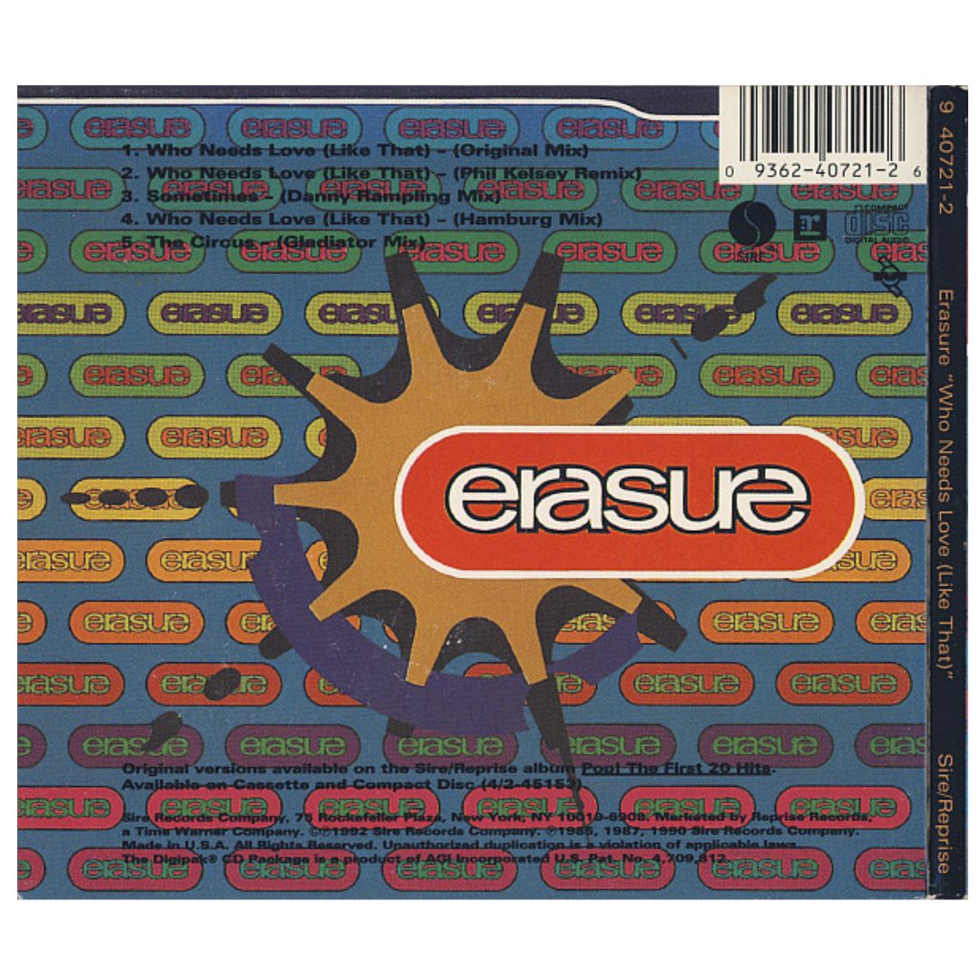 ERASURE - WHO NEEDS LOVE (LIKE THAT) | CD SINGLE USADO