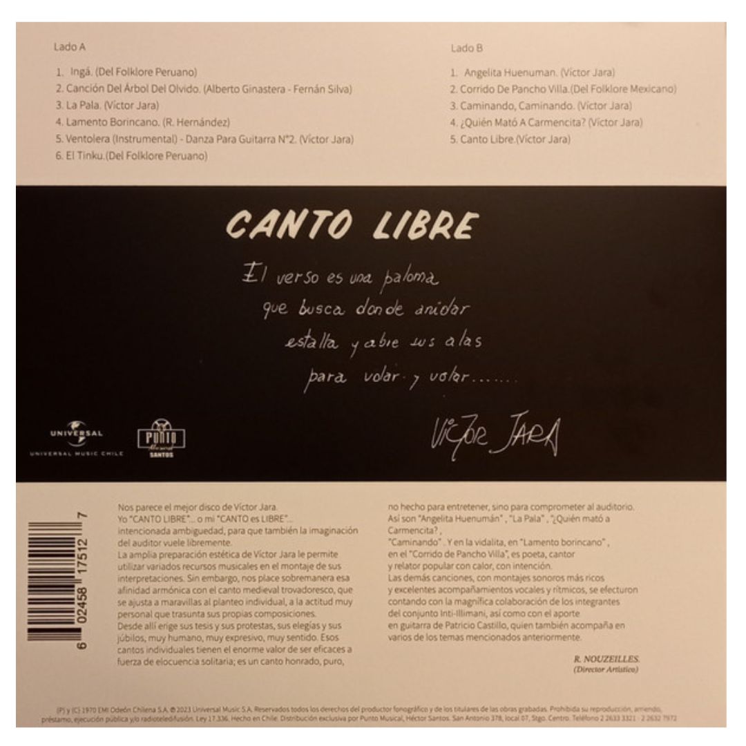VICTOR JARA  - CANTO LIBRE | VINILO
