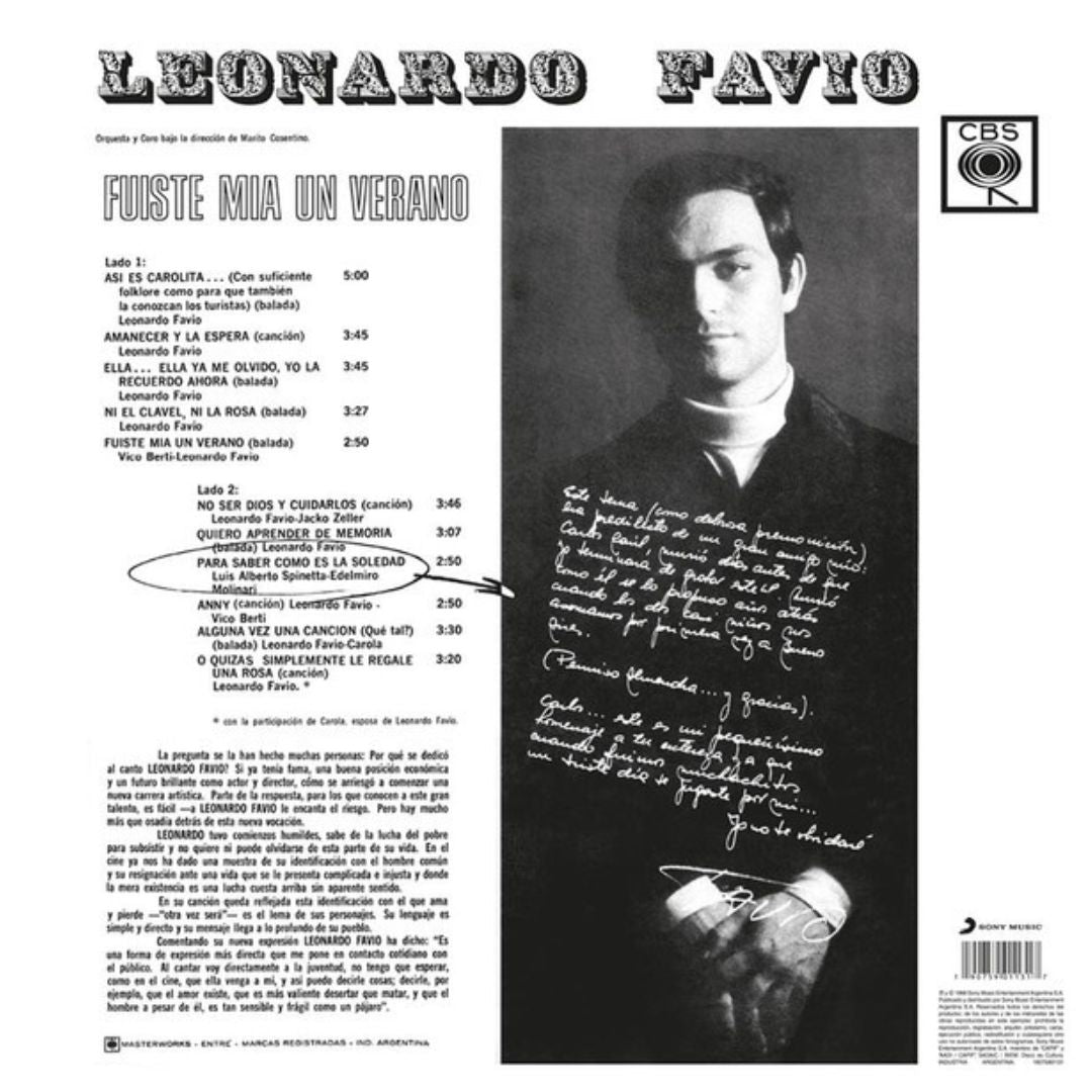 LEONARDO FAVIO - FUISTE MIA UN VERANO: 50 ANIVERSARIO |  VINILO