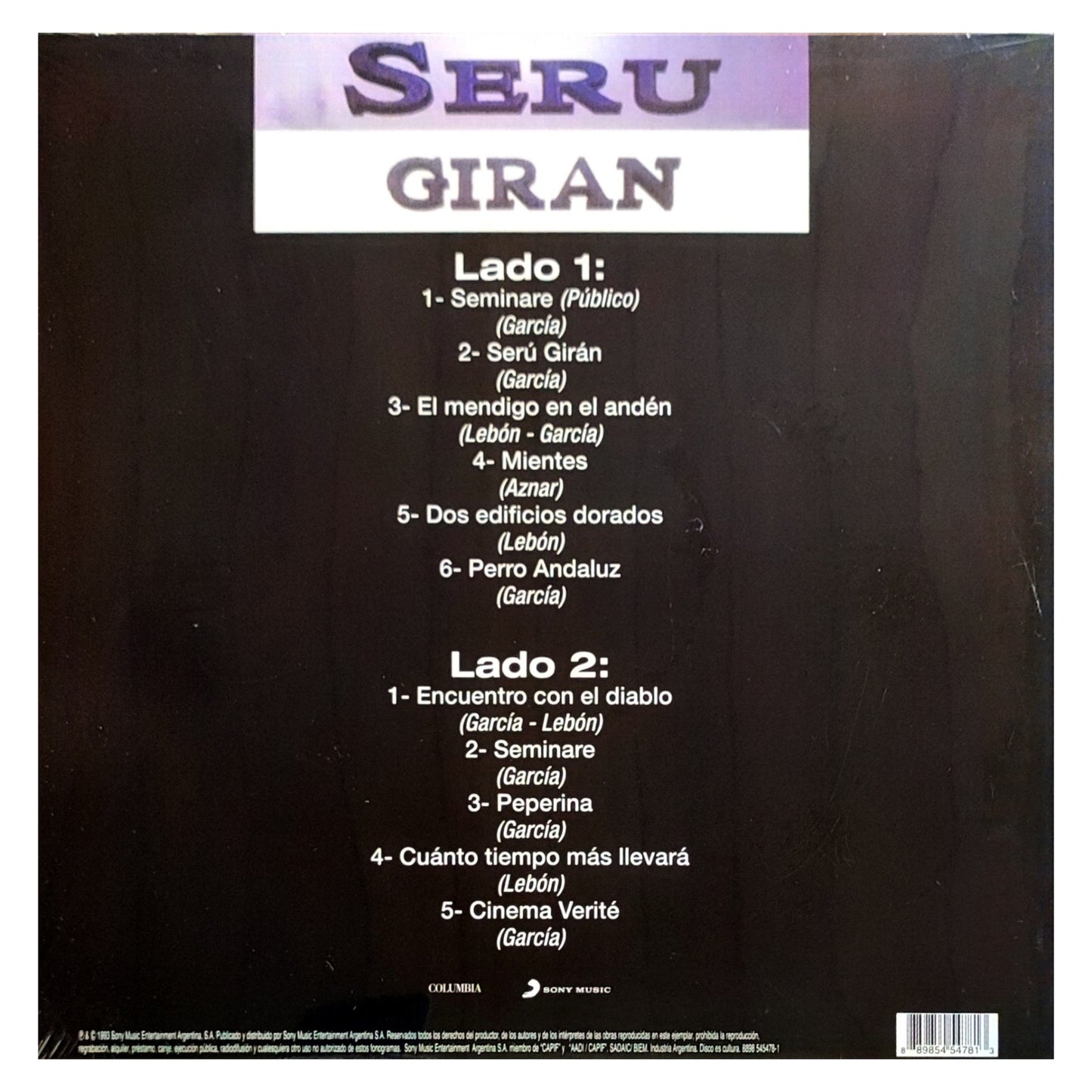 SERU GIRAN - EN VIVO I (1992 - RIVER) | VINILO ABIERTO