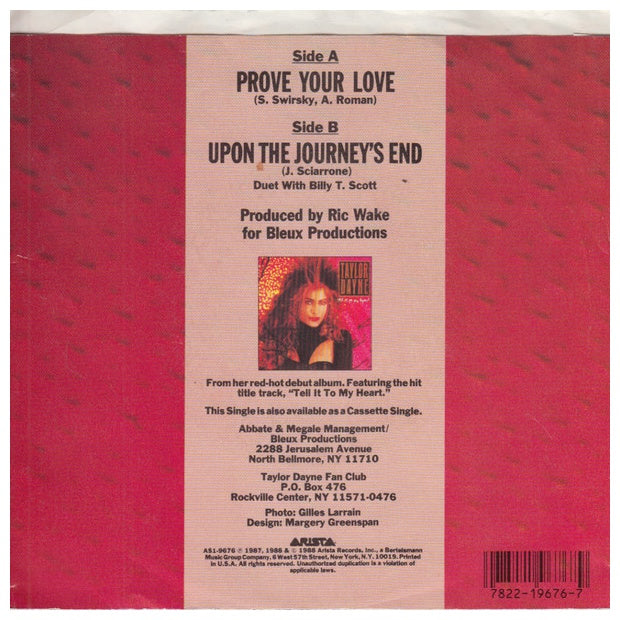TAYLOR DAYNE - PROVE YOUR LOVE | 7" SINGLE VINILO USADO