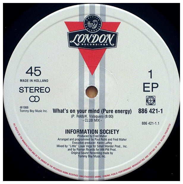 INFORMATION SOCIETY - WHAT'S ON YOUR MIND (PURE ENERGY) | 12" MAXI SINGLE VINILO USADO