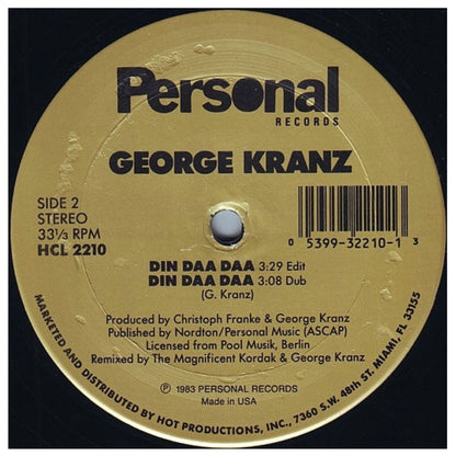 GEORGE KRANZ - DIN DAA DAA | 12" MAXI SINGLE VINILO