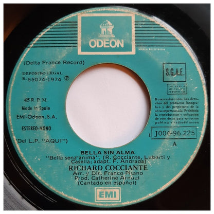 RICHARD COCCIANTE - BELLA SIN ALMA | 7" SINGLE VINILO USADO