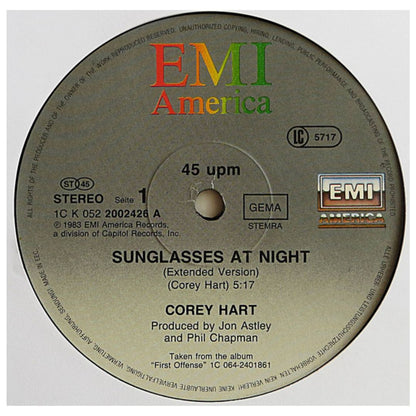 COREY HART - SUNGLASSES AT NIGHT | 12" MAXI SINGLE USADO