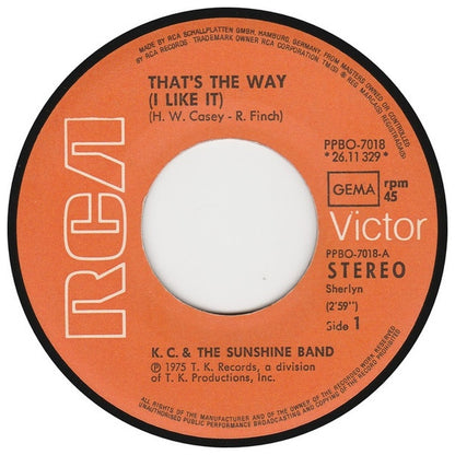 KC AND THE SUNSHINE BAND - THAT'S THE WAY (I LIKE IT) | 7'' SINGLE VINILO USADO