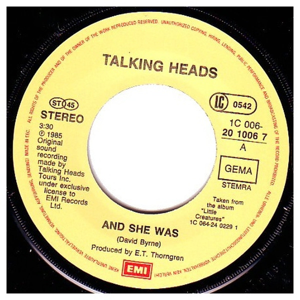TALKING HEADS - AND SHE WAS | 7'' SINGLE VINILO USADO