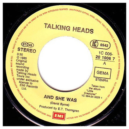 TALKING HEADS - AND SHE WAS | 7'' SINGLE VINILO USADO