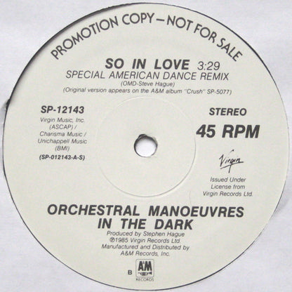 ORCHESTRAL MANOUVRES IN THE DARK - SO IN LOVE | 12" MAXI SINGLE USADO