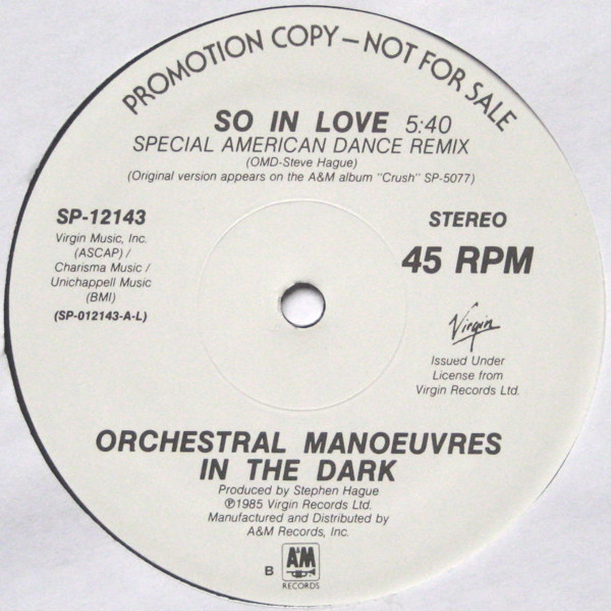 ORCHESTRAL MANOUVRES IN THE DARK - SO IN LOVE | 12" MAXI SINGLE USADO