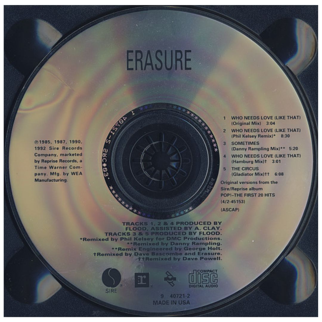 ERASURE - WHO NEEDS LOVE (LIKE THAT) | CD SINGLE USADO