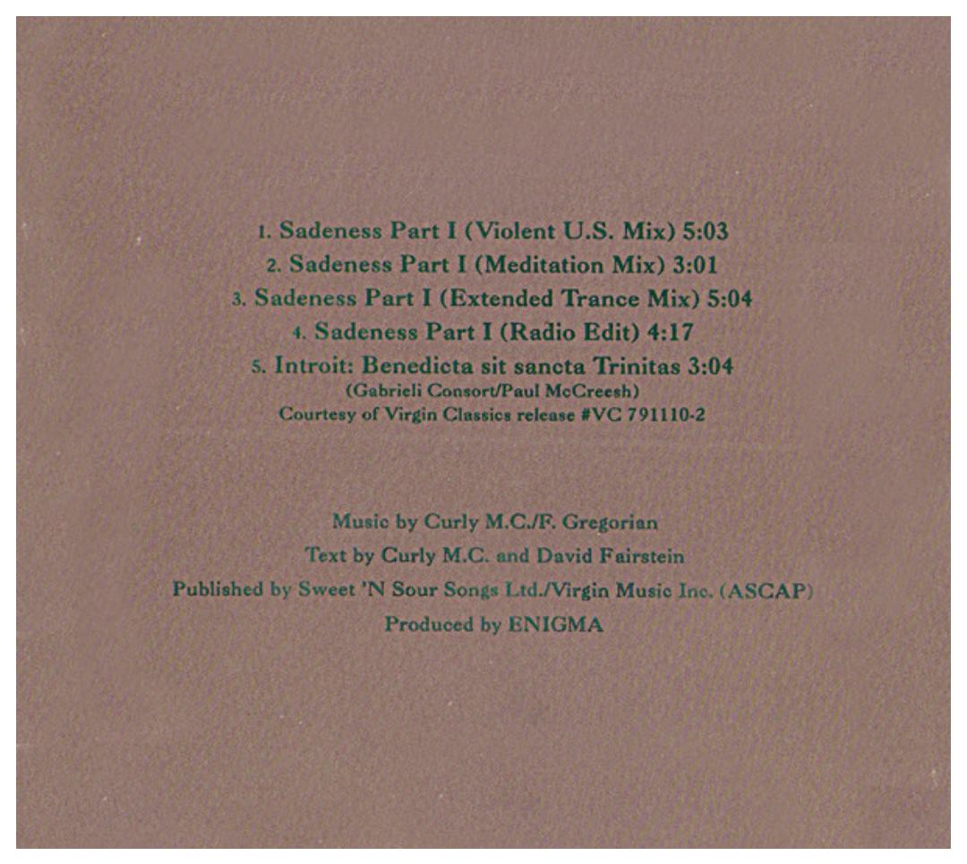 ENIGMA - SADENESS PART I | CD SINGLE