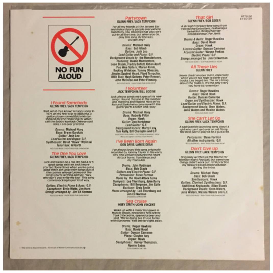 GLEN FREY - NO FUN ALOUD | VINILO