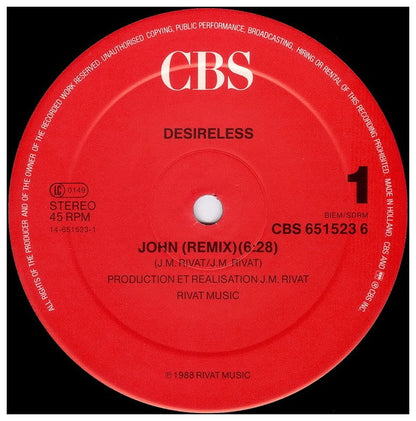 DESIRELESS - JOHN | 12" MAXI SINGLE USADO