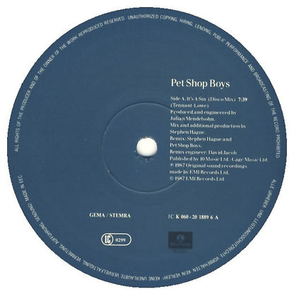 PET SHOP BOYS - IT'S A SIN | 12" MAXI SINGLE USADO