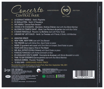 ANDREA BOCELLI  - CONCERTO: ONE NIGHT IN CENTRAL PARK | CD