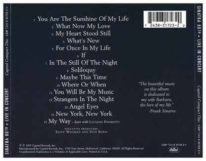 FRANK SINATRA - LIVE IN CONCERT: 80TH | CD USADO