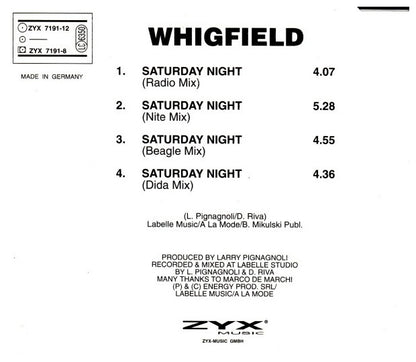 WHIGFIELD - SATURDAY NIGHT | CD SINGLE USADO