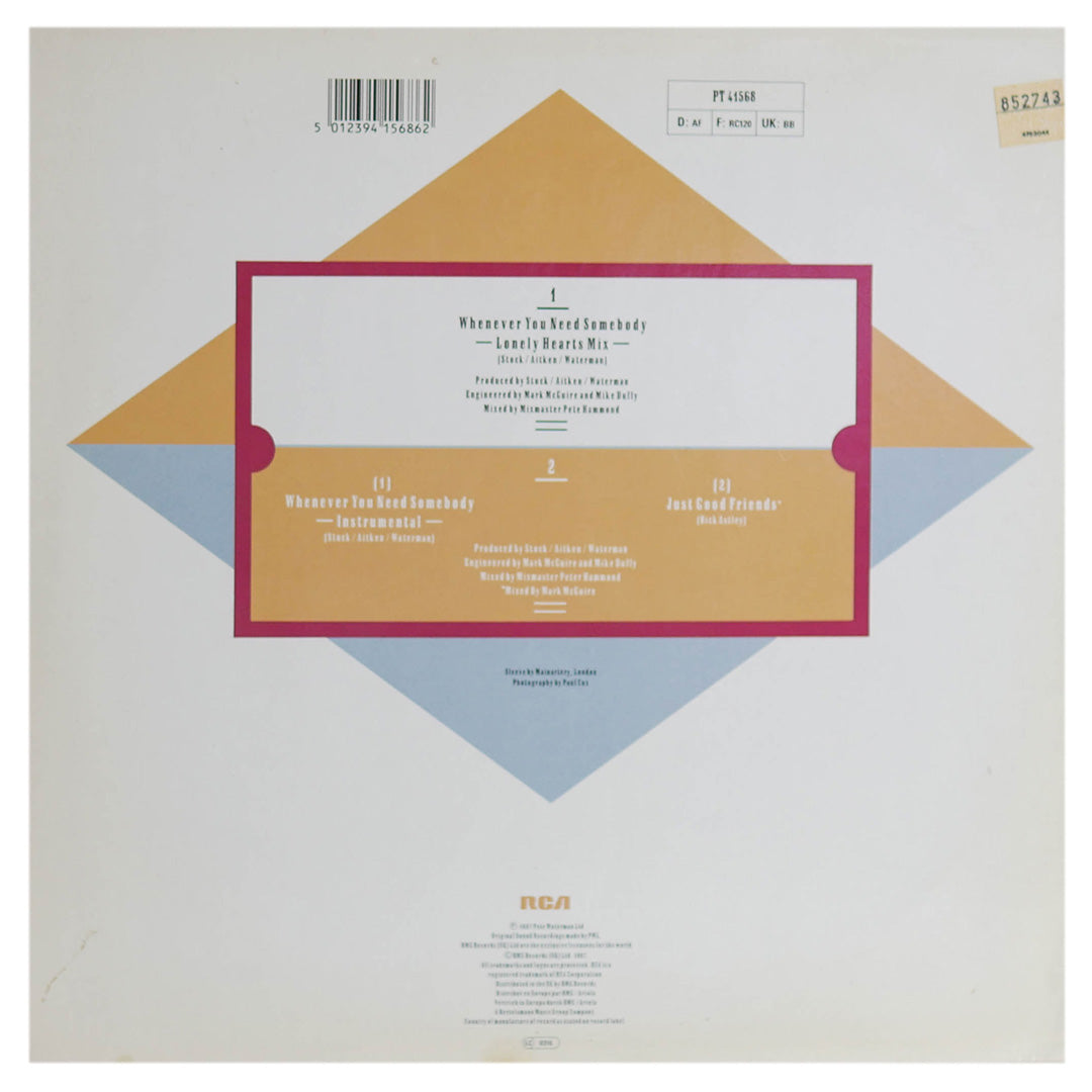 RICK ASTLEY  - WHENEVER YOU NEED SOMEBODY | 12" MAXI SINGLE USADO